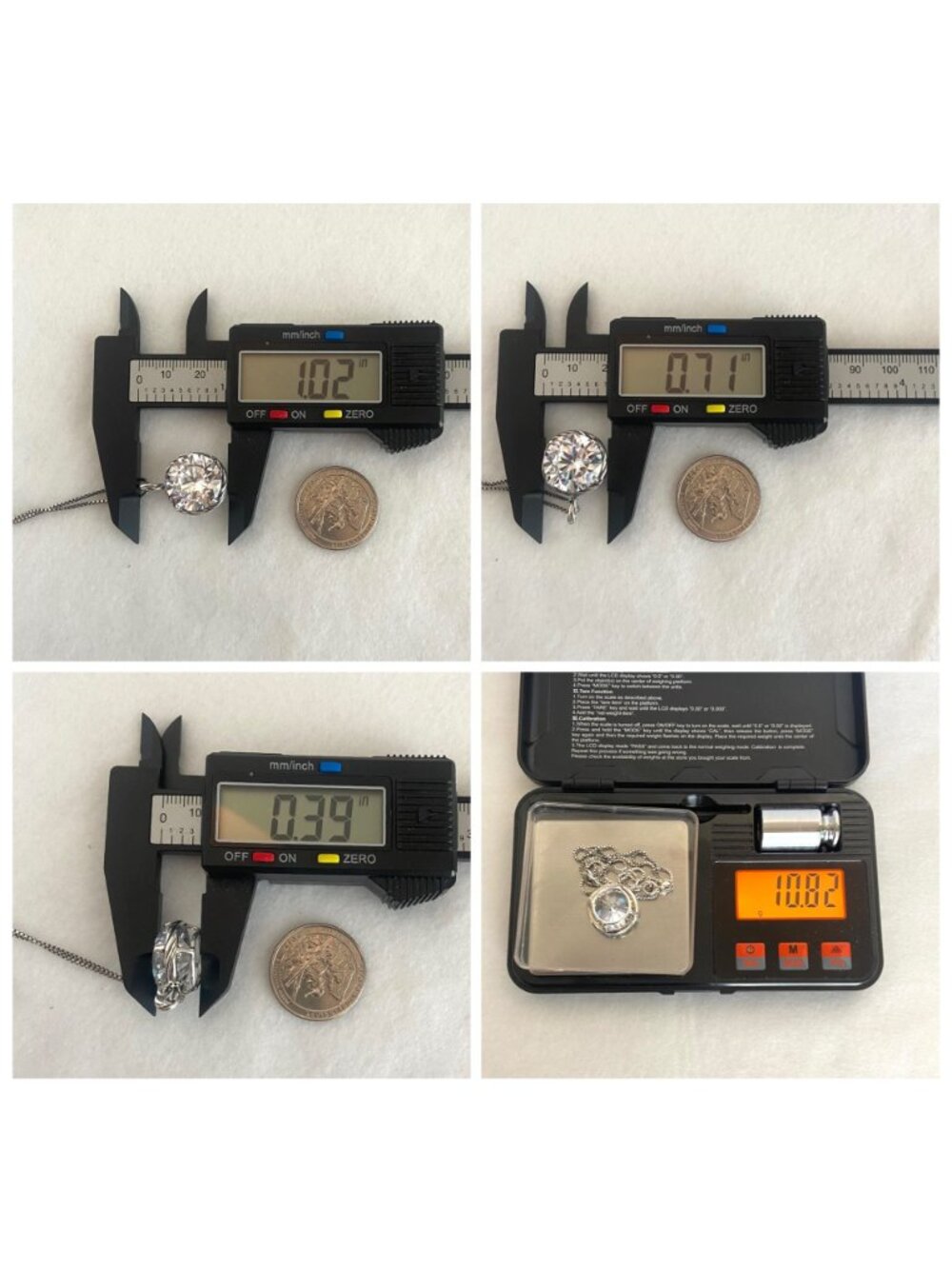 Sterling Silver 925 IL Large Round Prong Set CZ Pendant Necklace 18" Chain - Picture 10 of 15